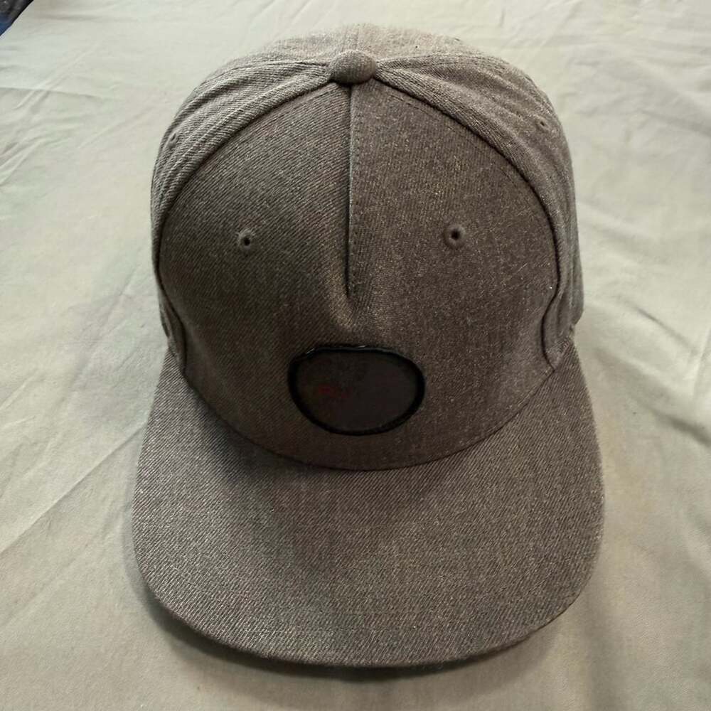 RVCA Gray Logo Patch Flat Brim Snapback Hat